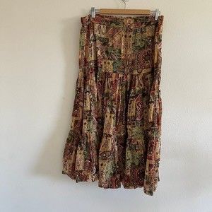 INDIRA vintage maxi skirt size large orange patch work